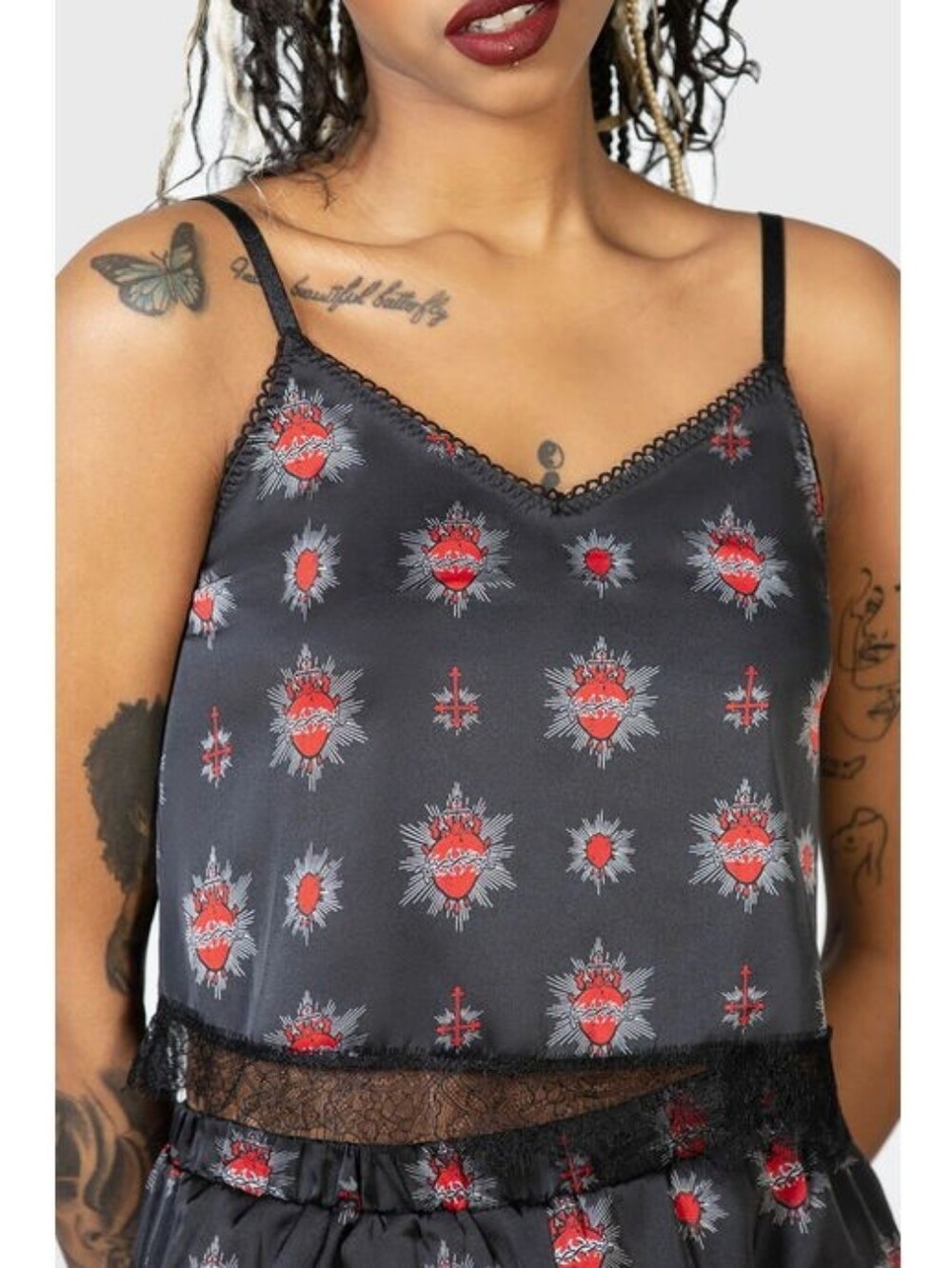 Killstar Rosalind Satin and Lace Cami Sleep Top